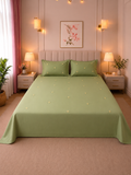 Sunlit Daisy Percale Cotton Bed sheet with 2 Pillow Covers