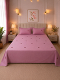 Cherry Blush Satin Cotton King Size Bed sheet with 2 Pillow Covers