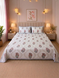 Summer Bloom Percale Cotton King Size Bed sheet with 2 Pillow Covers