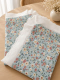 Zeren Threads Pastel Bloom Printed Luxuriously Soft Cotton-feel Bedsheet with Eyelet Border – Large Queen / Standard King Size