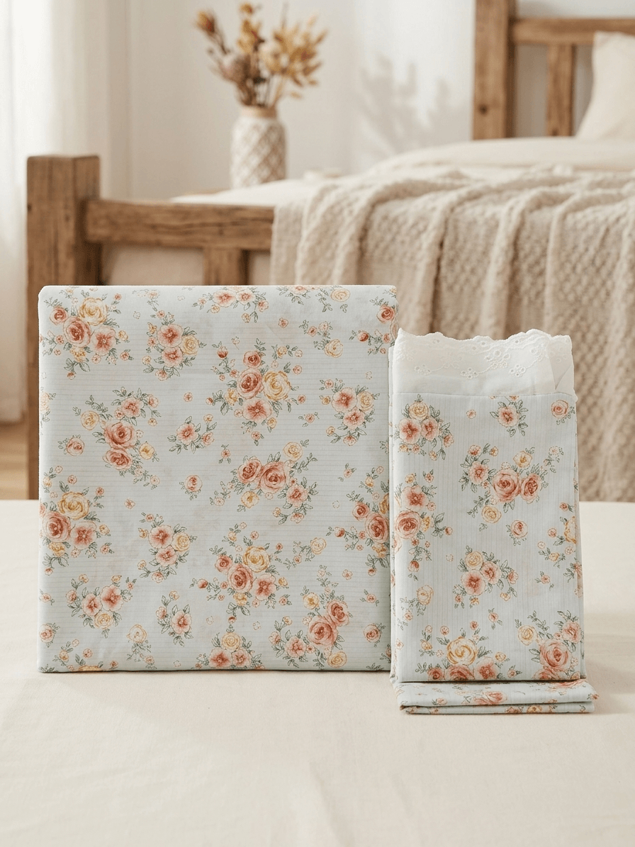 Zeren Threads Roselle Bloom Luxuries Soft Cotton feel Bedsheet – Large Queen / Standard King Size