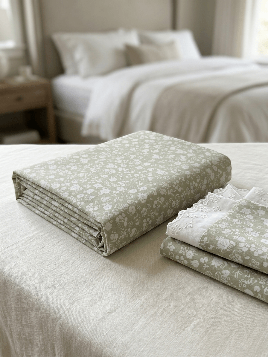 Zeren Threads Sage Meadow Luxuriously Soft Cotton-feel Bedsheet - Large Queen / Standard King