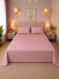 Floral Cotton King Size Bedsheet with 2 Pillow Covers