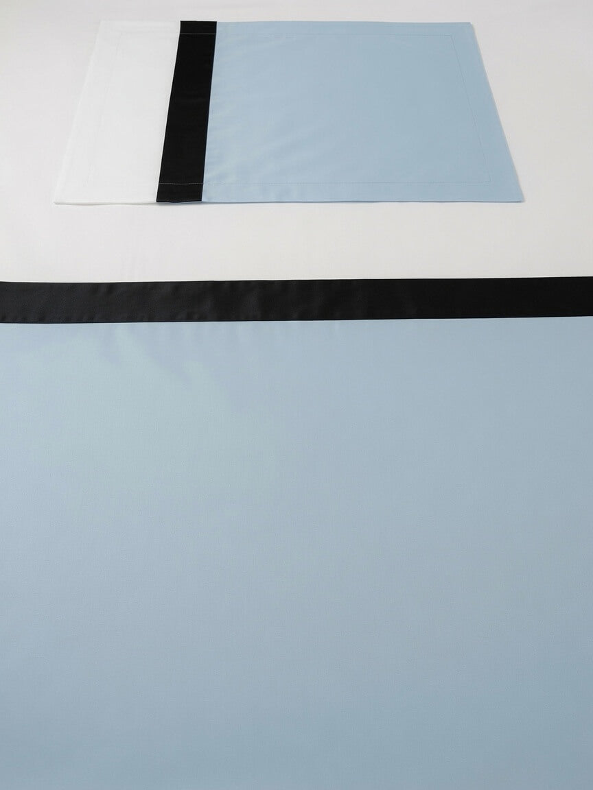 Zeren Threads Sky Blue & White King Size Bedsheet Set | Premium Soft Cotton | Modern Color Block Design