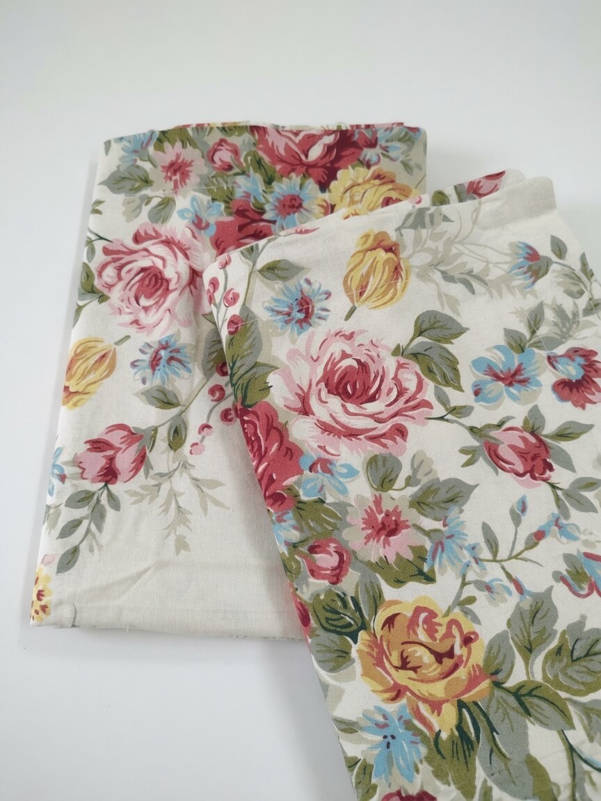 Zeren Threads Vintage Rose Floral Cotton King Size Fitted Bedsheet Set - 100% Cotton - Floral Print