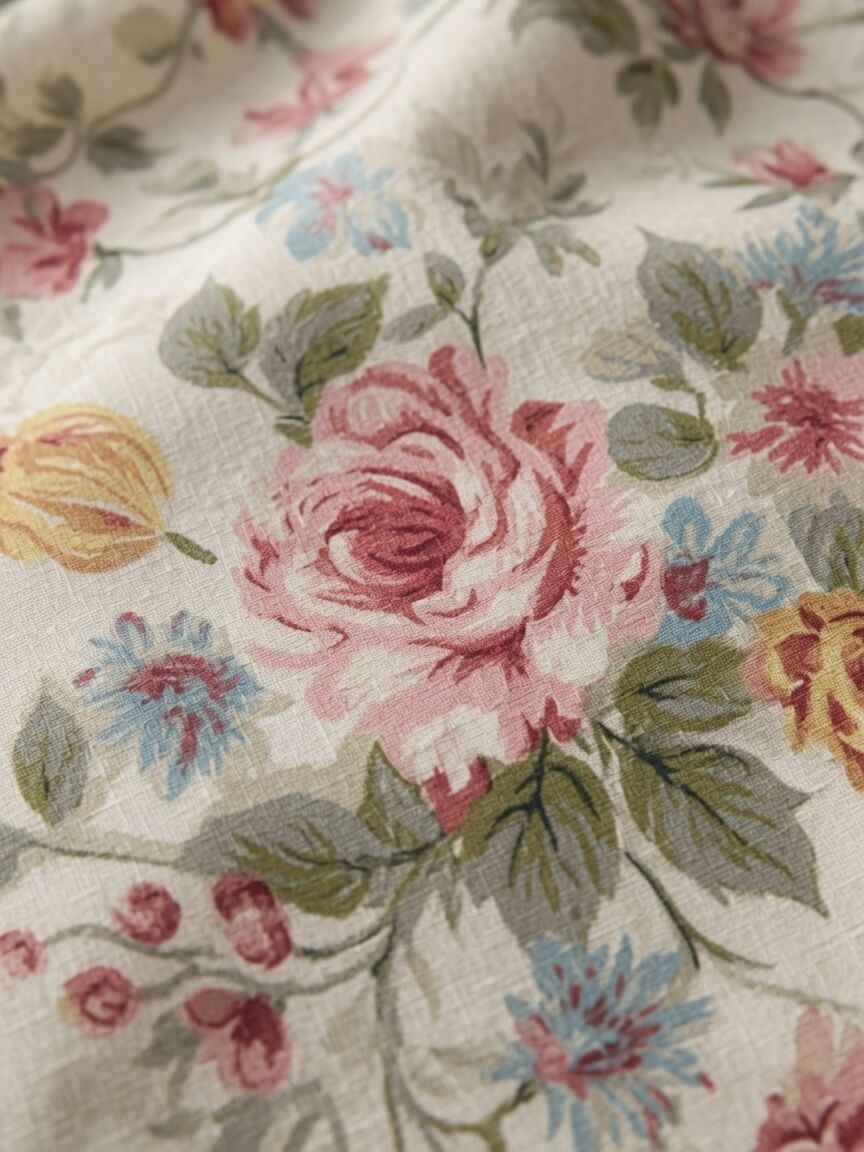 Zeren Threads Vintage Rose Floral Cotton King Size Fitted Bedsheet Set - 100% Cotton - Floral Print