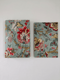 Zeren Threads Pale Turquoise Floral Cotton King Size Fitted Bedsheet Set | 100% Cotton | Premium Botanical Print