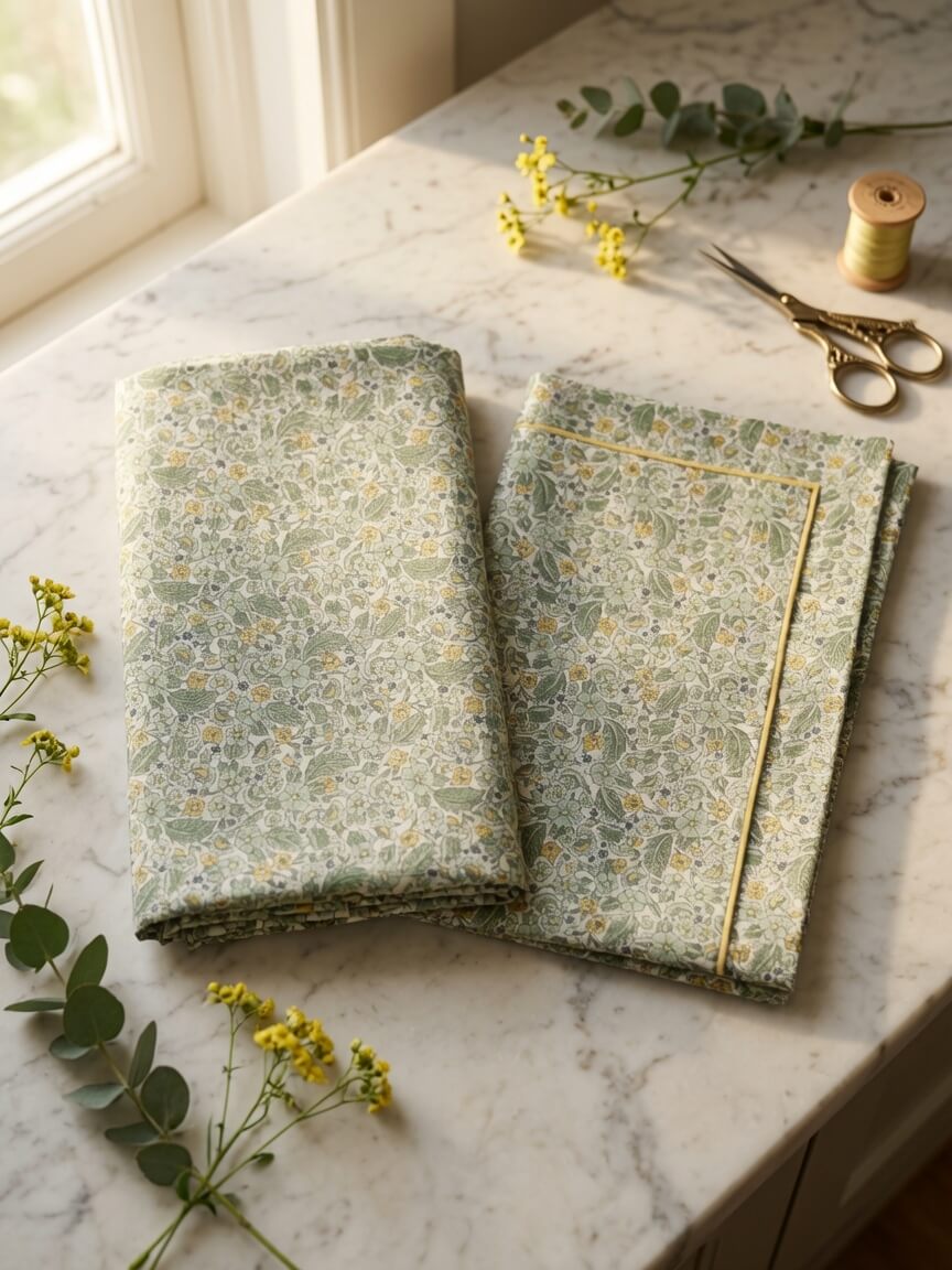 Zeren Threads Sage Meadow Floral King Size Bedsheet Set | Premium Soft Fabric | Botanical Print