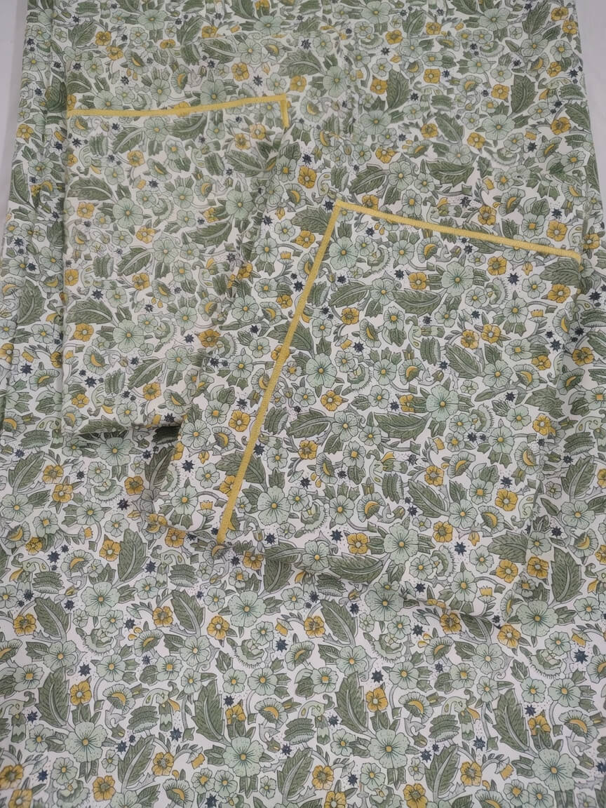 Zeren Threads Sage Meadow Floral King Size Bedsheet Set | Premium Soft Fabric | Botanical Print