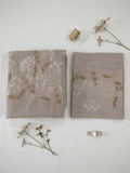 Zeren Threads Embroidered Botanical Cotton King Size Bedsheet Set | Taupe Beige