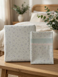 Zeren Threads Delicate Blue Floral Cotton King Size Bedsheet Set - Premium Soft Cotton - Elegant Lace Accent