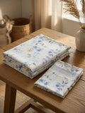 King Size Floral Cotton Bedsheet – Soft Breathable Premium Cotton - Blue & Grey Floral Print