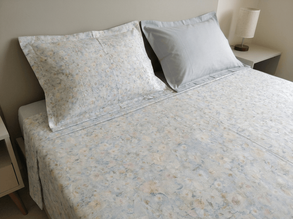 Soft Pastel Floral Print  King Size Cotton Bedsheet