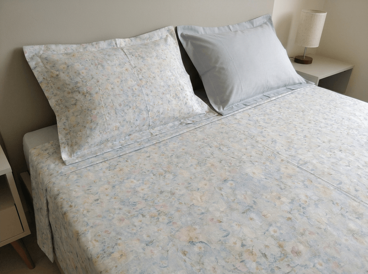 Soft Pastel Floral Print  King Size Cotton Bedsheet