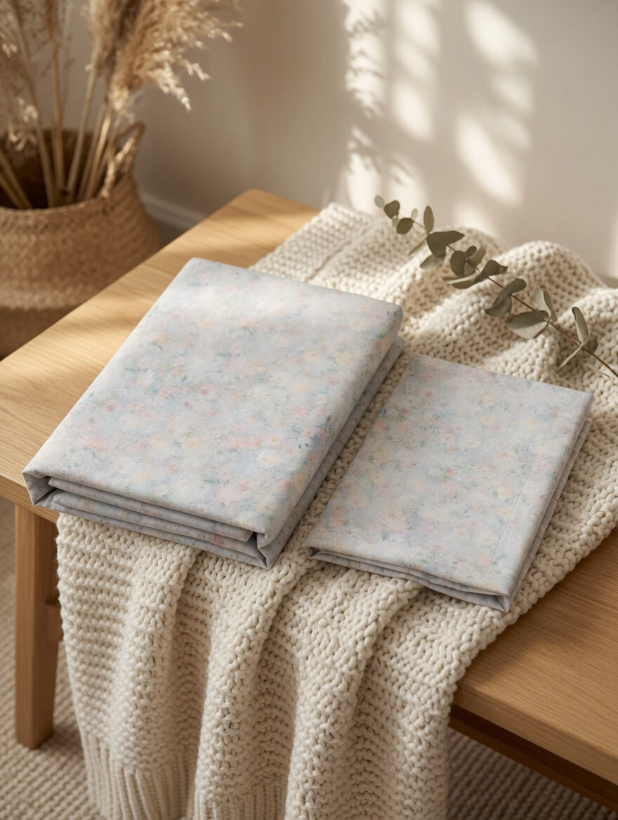 Soft Pastel Floral Print  Queen Size Cotton Bedsheet