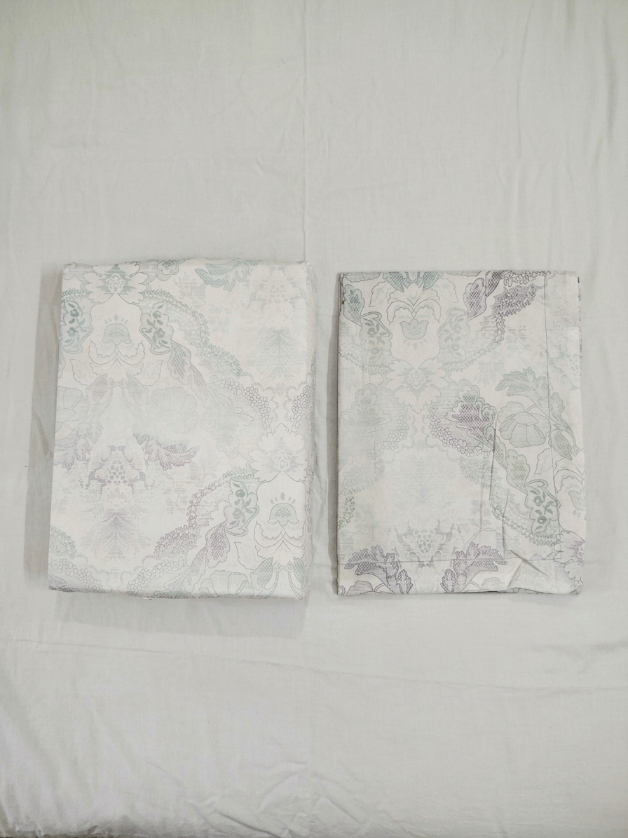 Elegant Pastel Floral Damask Print King Size Cotton Bedsheet