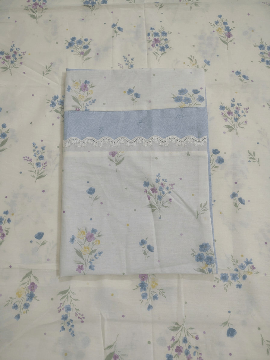 Zeren Threads Premium King Size Cotton Bedsheet – Blue Wildflower Elegance
