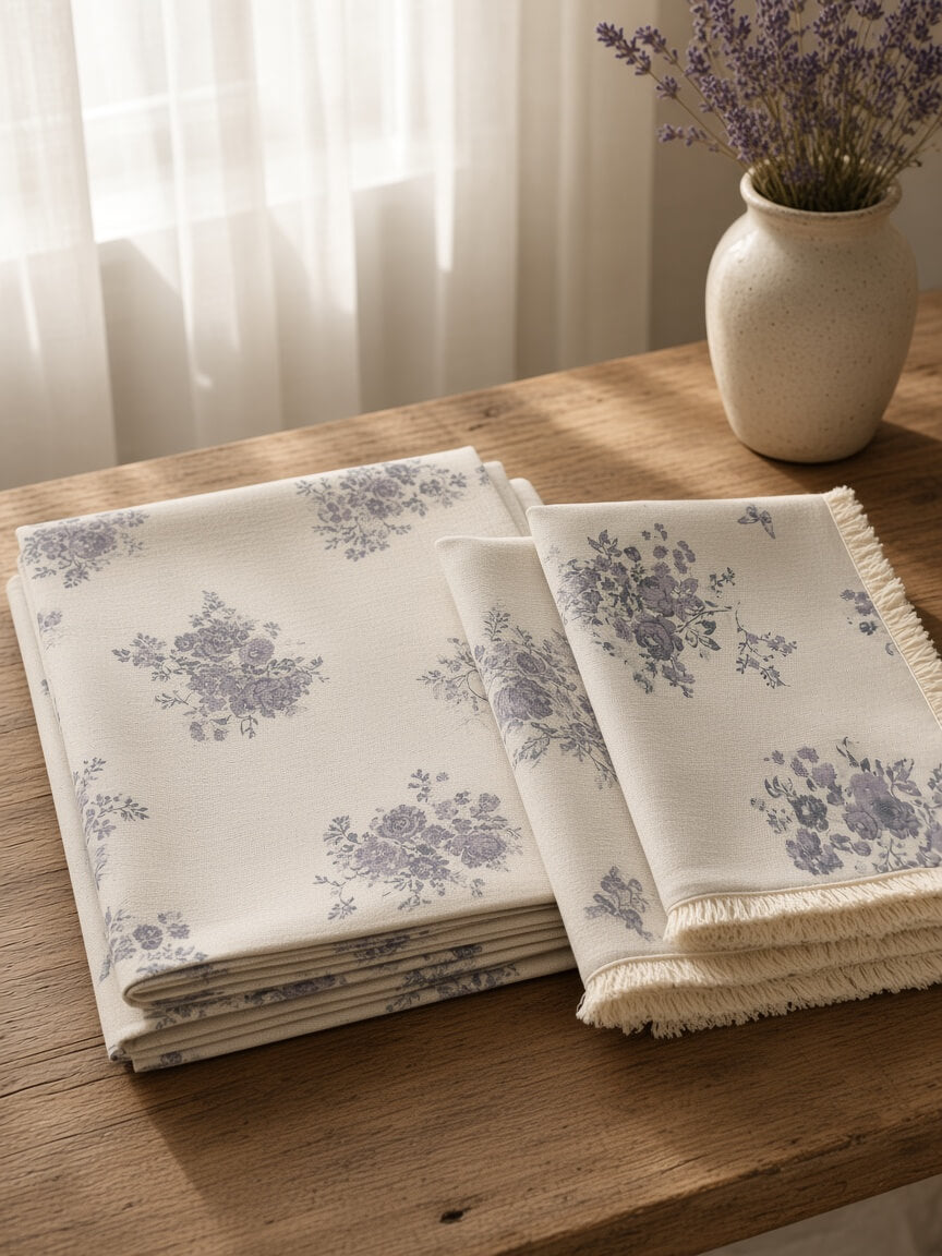 Zeren Threads Soft Floral Print  Lavender Bloom King Size Cotton Bedsheet with 2 Pillow Covers