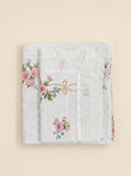 Zeren Threads White Floral Cotton King Size Bedsheet Set with 2 Embroidered Lace Border Pillow Covers