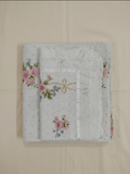 Zeren Threads White Floral Cotton King Size Bedsheet Set with 2 Embroidered Lace Border Pillow Covers