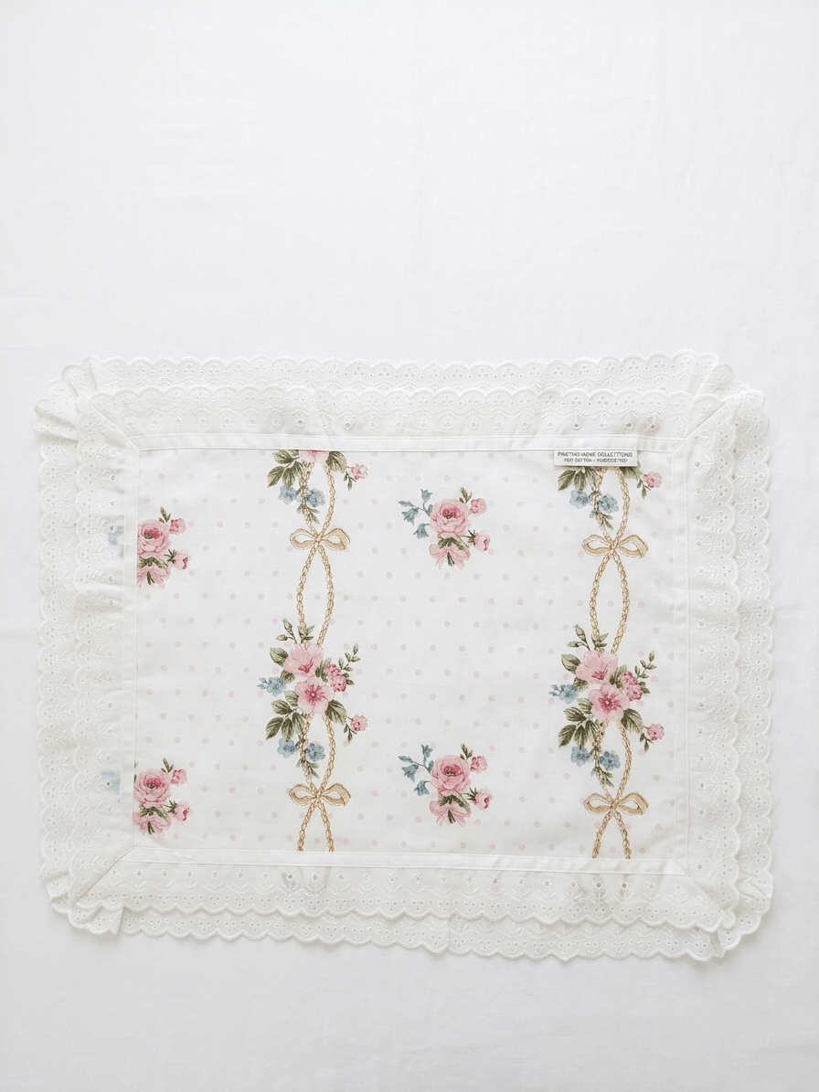 Zeren Threads White Floral Cotton King Size Bedsheet Set with 2 Embroidered Lace Border Pillow Covers
