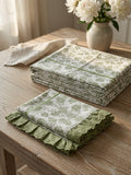 Soft Cotton-Feel Bed Sheet Sage Green Floral Printed King Size Bedsheet
