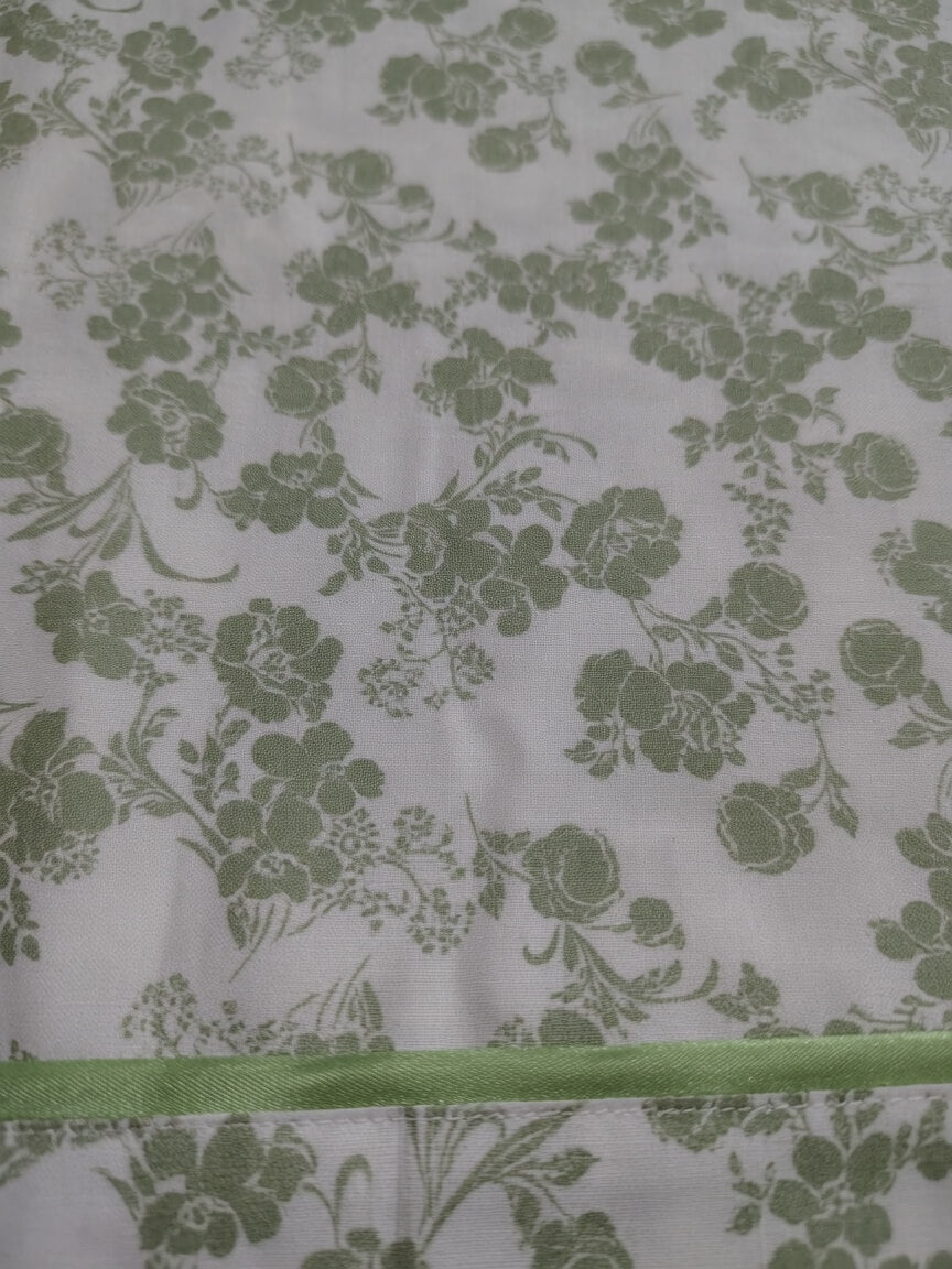 Soft Cotton-Feel Bed Sheet Sage Green Floral Printed King Size Bedsheet