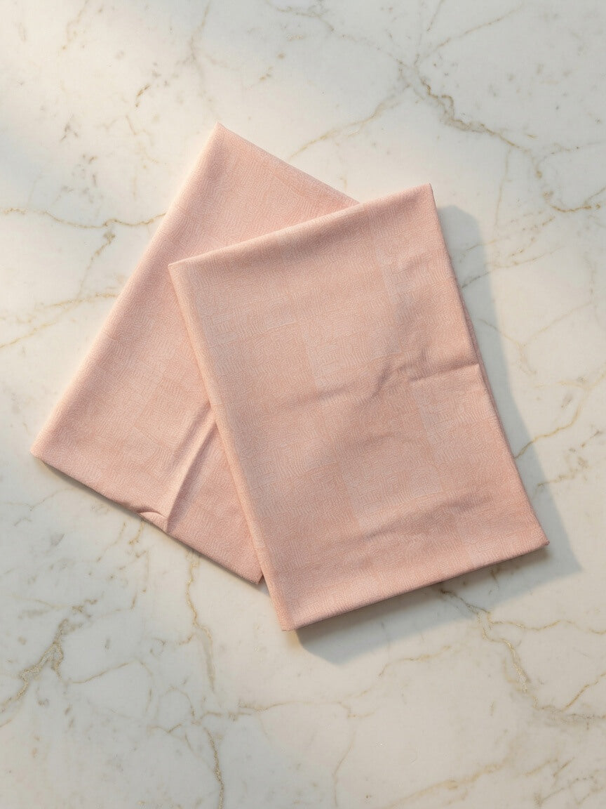 Zeren Threads King Size Blush Pink Cotton Bedsheet with Subtle Geometric Pattern