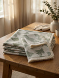 Zeren Threads King Size Sage Green Ginkgo Leaf Cotton Bedsheet