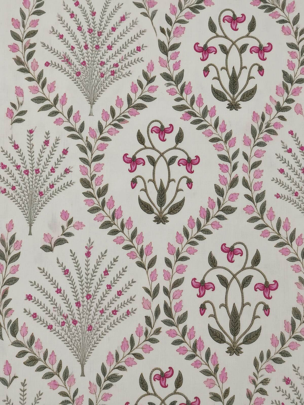 Zeren Threads Elegant Pink & Grey Botanical Design Floral Printed Cotton Single Bedsheet