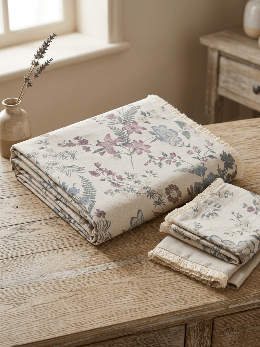 Zeren Threads Soft & Elegant Botanical Design Floral Meadow Printed King Size Bedsheet