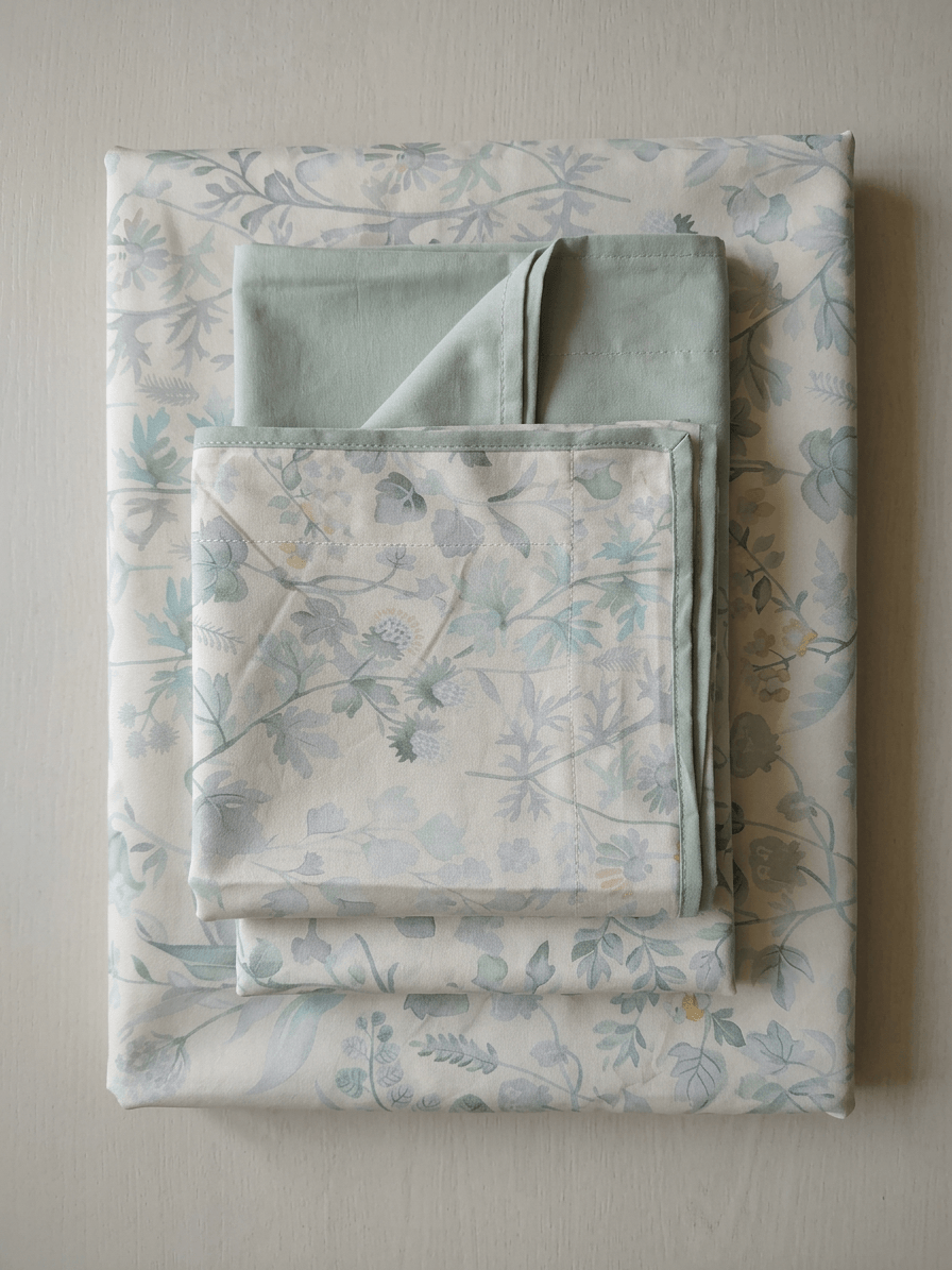 Zeren Threads Sage Green Botanical Cotton King Size Bedsheet Set | Soft Cotton | Premium Floral Print