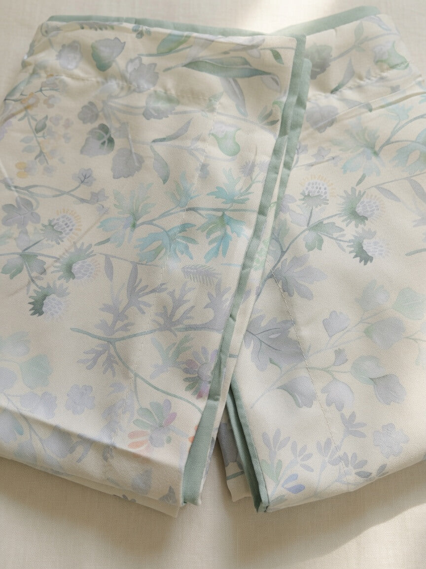 Zeren Threads Sage Green Botanical Cotton King Size Bedsheet Set | Soft Cotton | Premium Floral Print