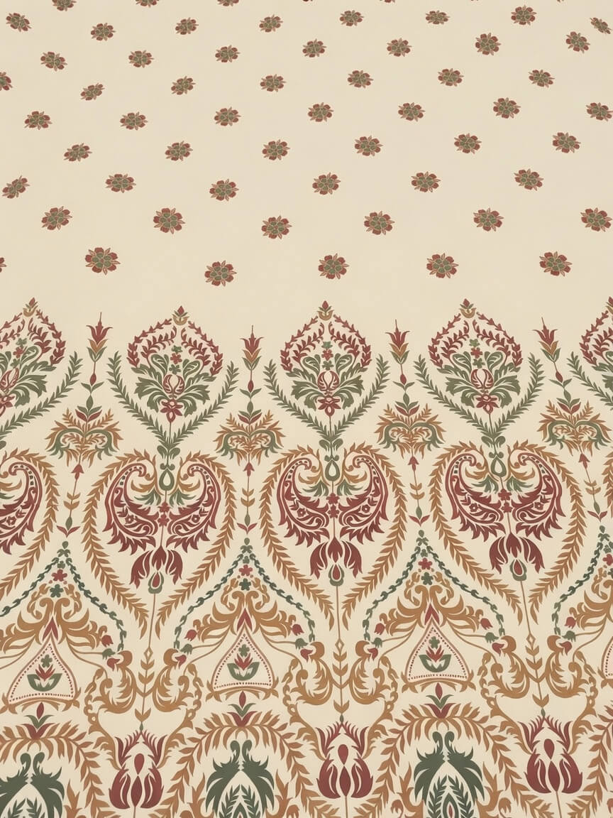 Zeren Threads Heritage Floral Cotton Feel King Size Bedsheet Set - Soft Cotton - Traditional Block Print Design