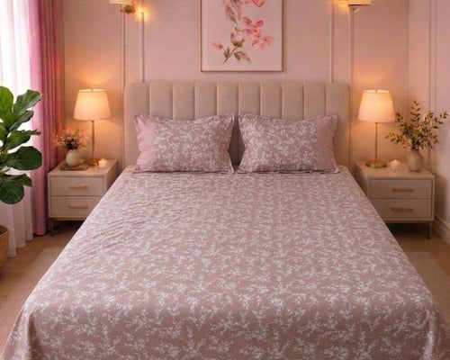 Floral Cotton King Size Bedsheet with 2 Pillow Covers