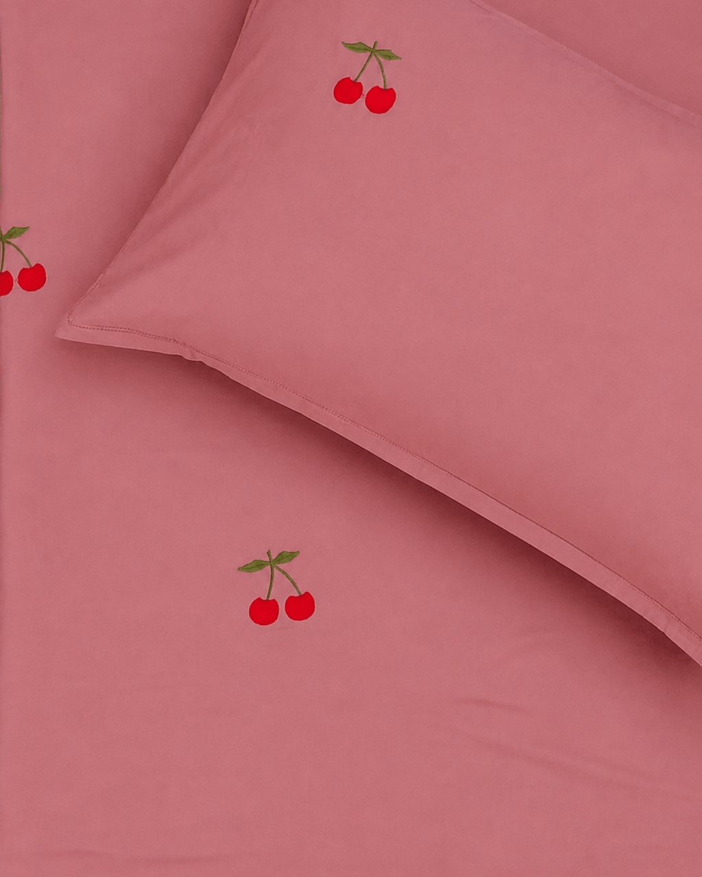 Cherry Blush Satin Cotton King Size Bed sheet with 2 Pillow Covers