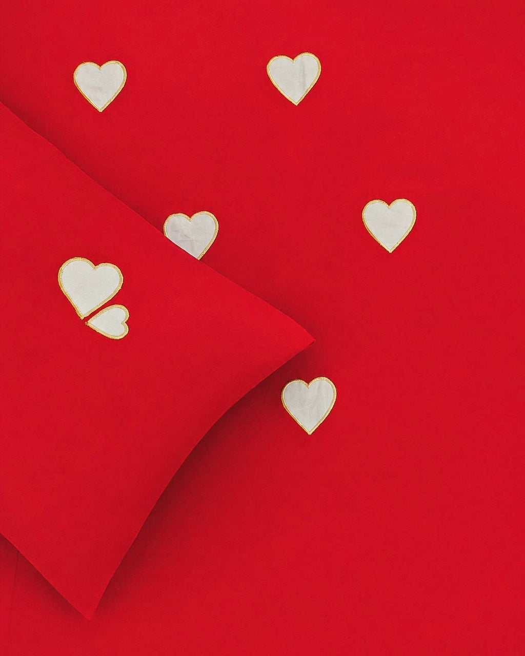 Romantic Hearts Percale Cotton Bed sheet with 2 Pillow Covers