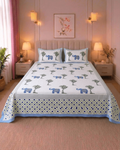 Royal Elephant Cambric Cotton Hand Block Printed Bedsheet